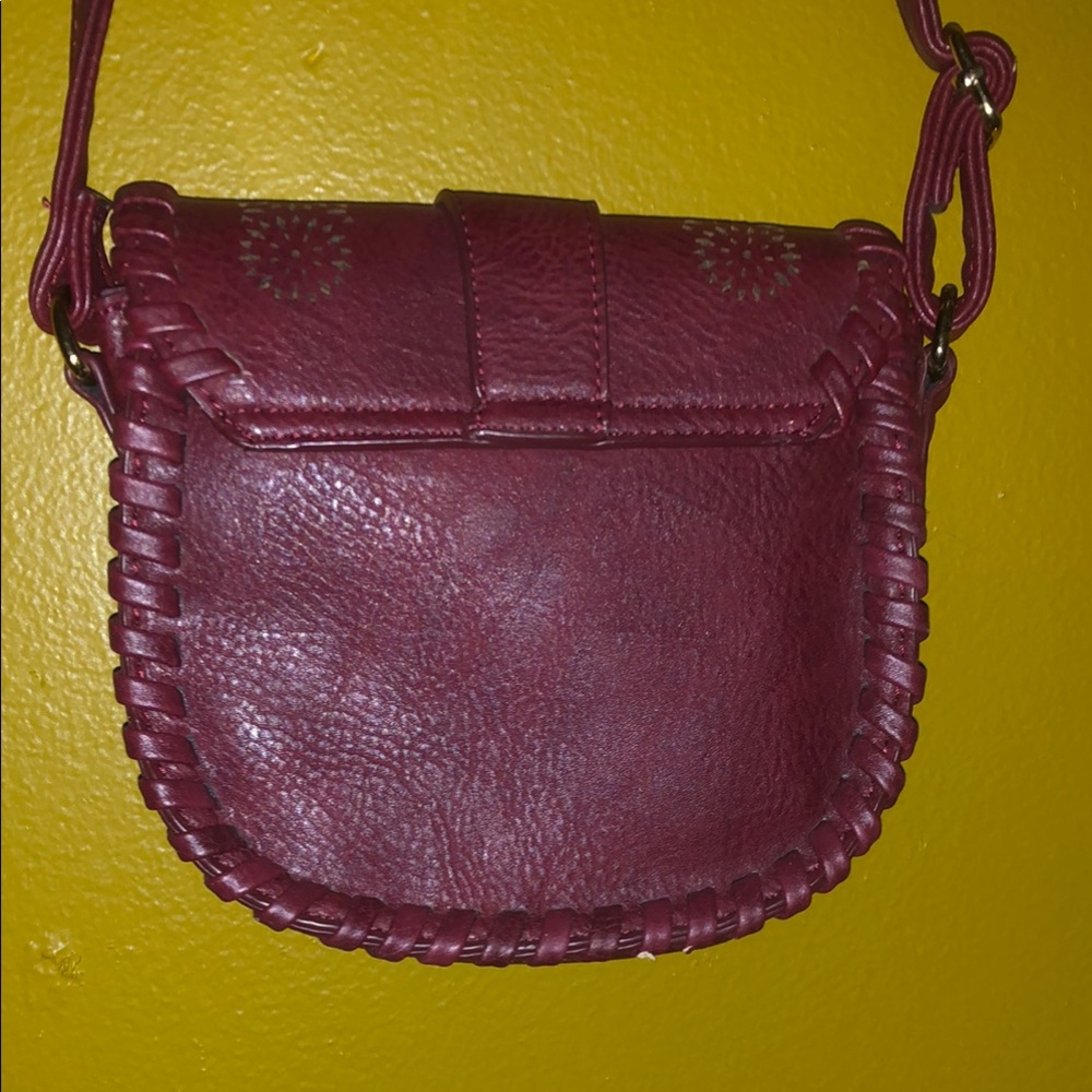 Maroon Faux Leather Crossbody Bag - Picture 6 of 6